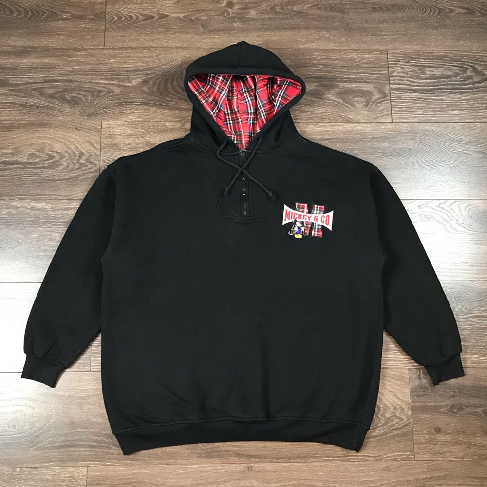 Mickey & Co. Women’s 1/4 Zip Up Black Pullover Mickey Mouse Disney Hoodie Sz XL
